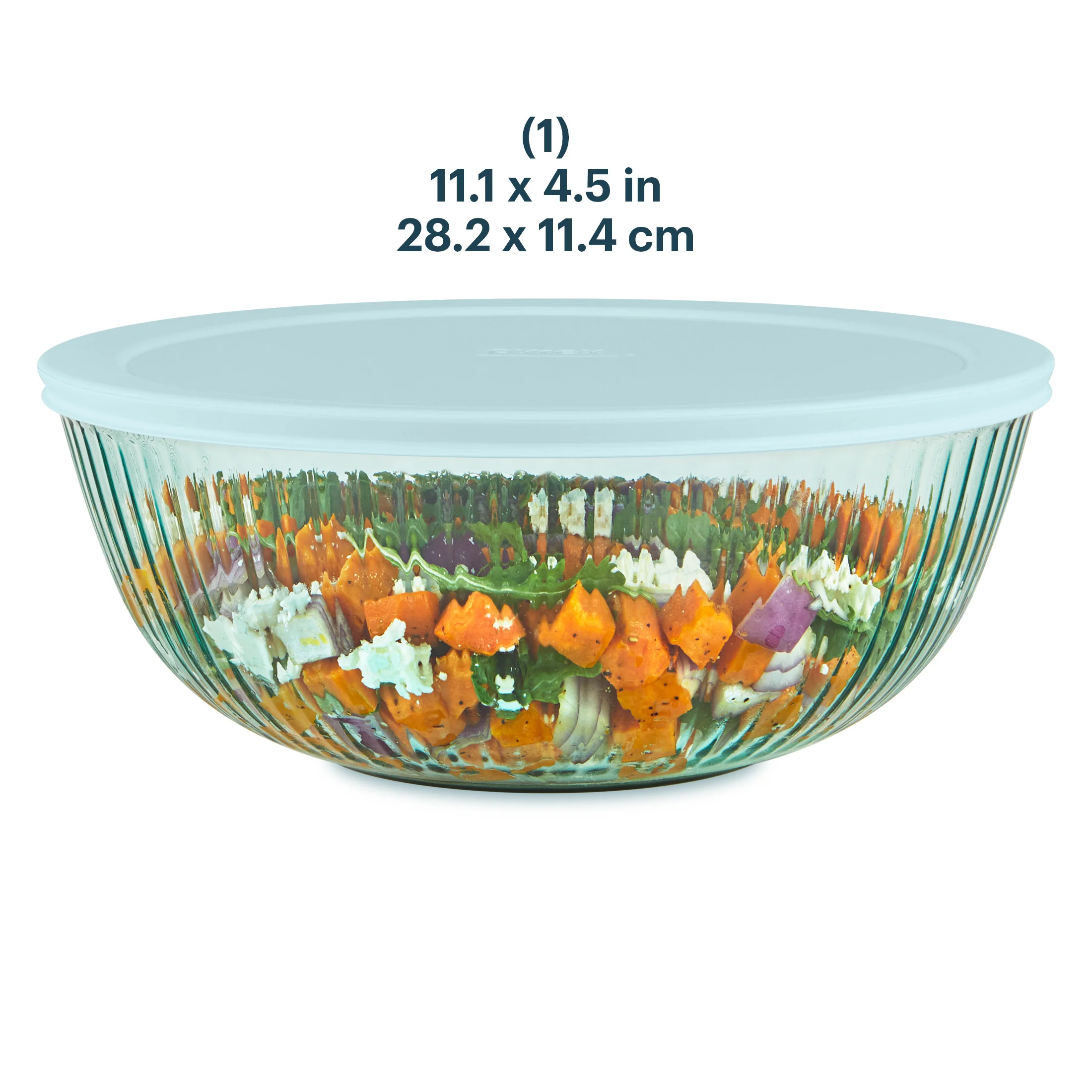 Pyrex® Colors Sculpted Tinted 4.5-quart Mixing Bowl with Lid, Aqua - Image 2