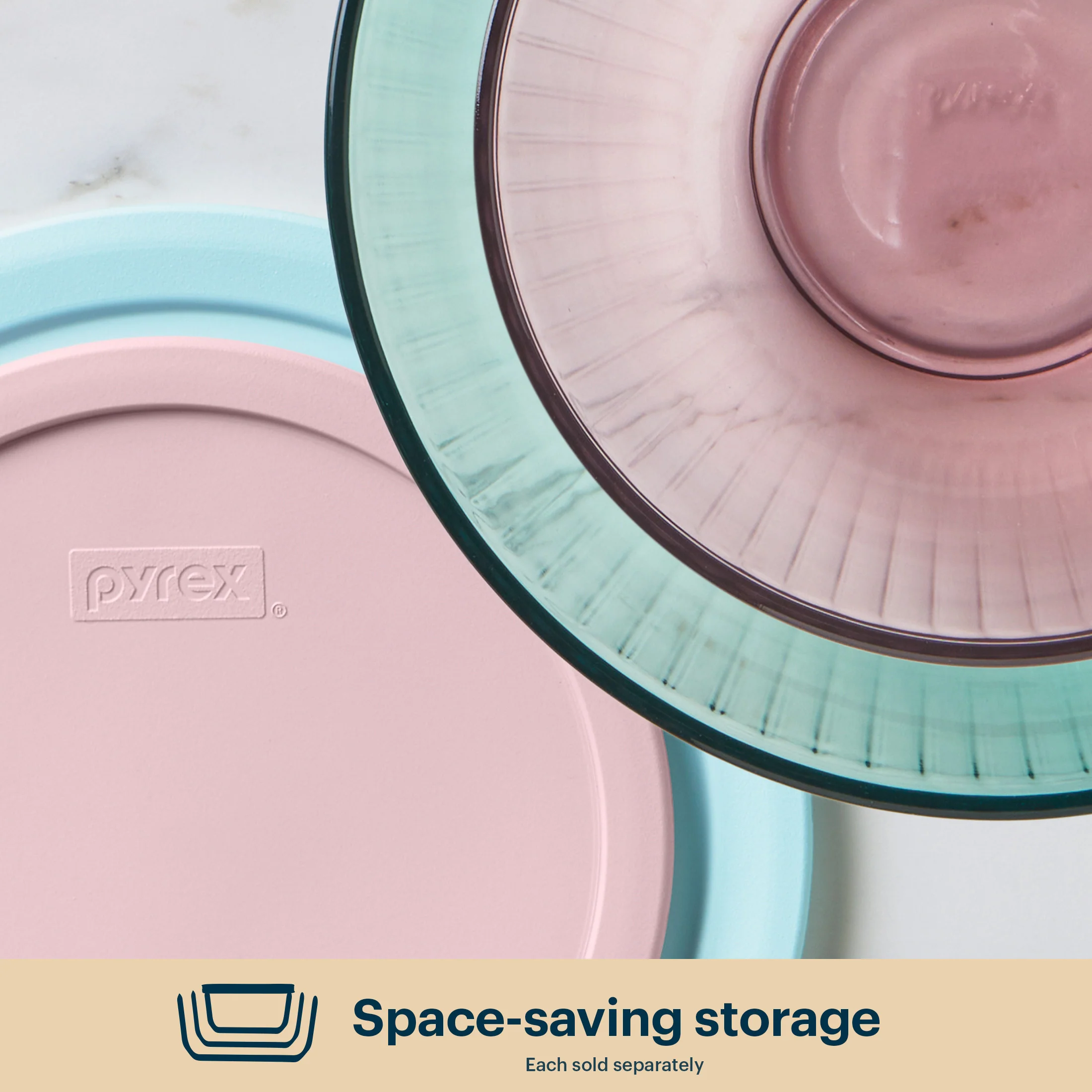 Pyrex® Colors Sculpted Tinted 4.5-quart Mixing Bowl with Lid, Aqua - Image 5