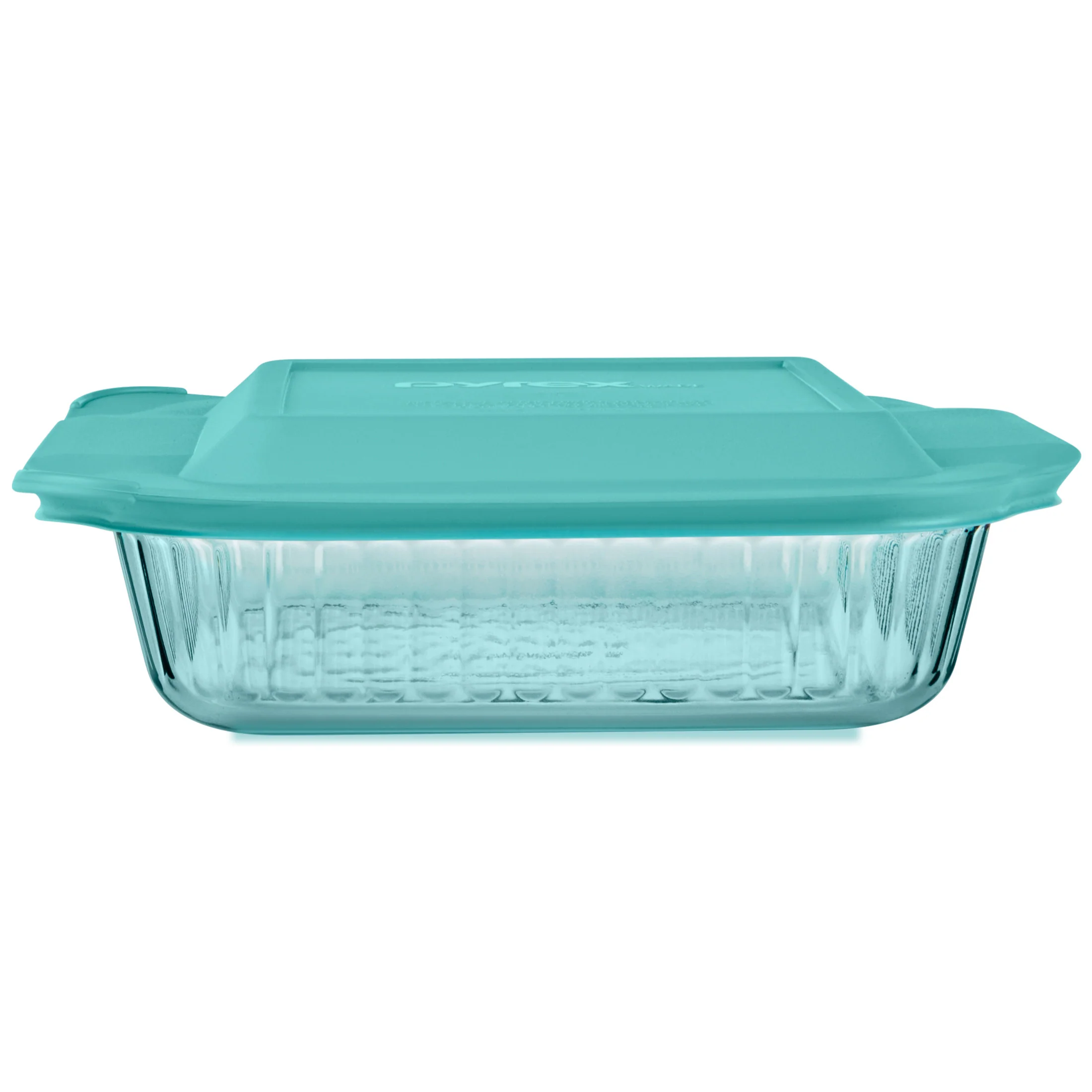Pyrex® Sculpted Tinted Glass 8" Square Baking Dish with Lid, Aqua