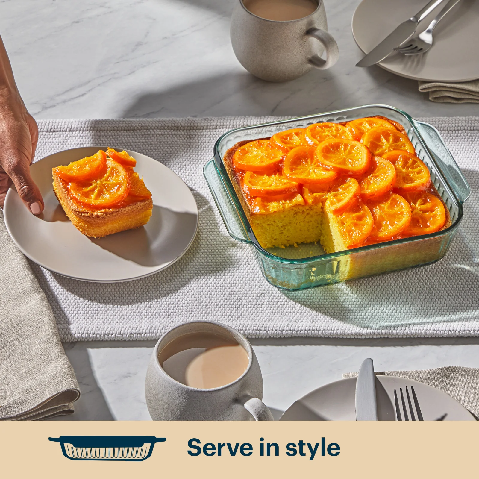 Pyrex® Sculpted Tinted Glass 8" Square Baking Dish, Aqua - Image 5