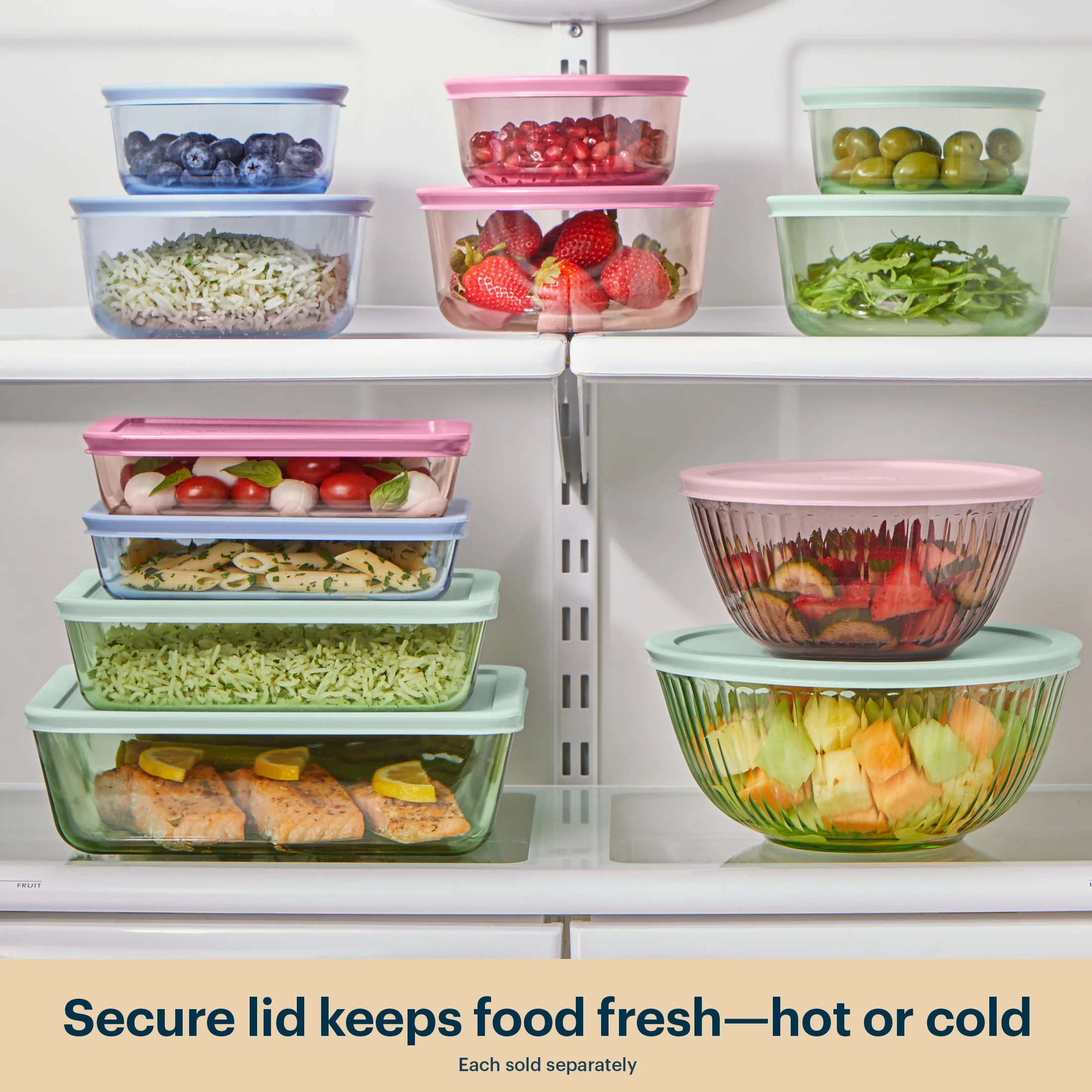Pyrex® Simply Store® Tinted Glass Round Storage Containers, 6-pc Set, Mixed Colors - Image 6