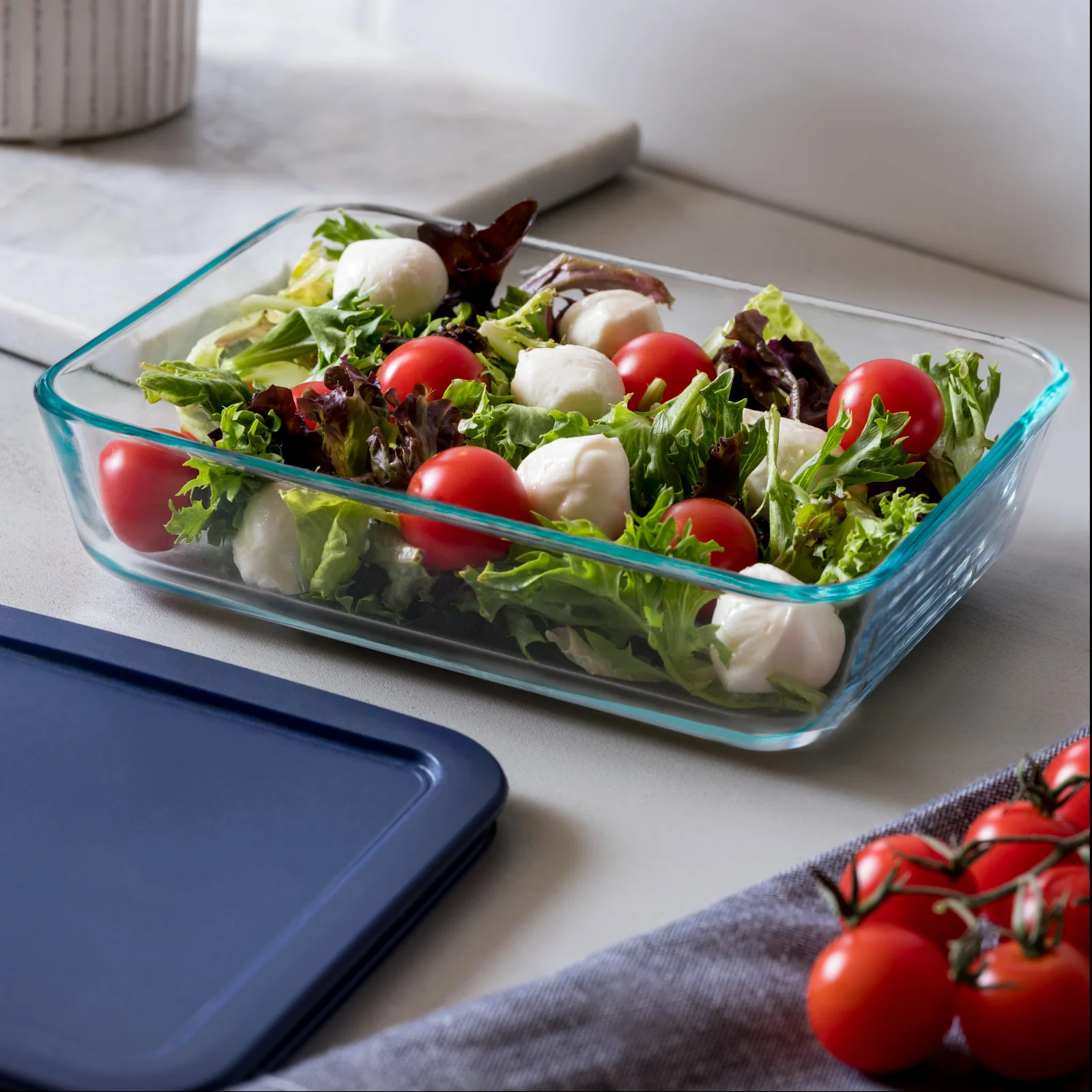 Pyrex® Simply Store® 6-cup Rectangular Glass Food Storage Container with Blue Lid - Image 2