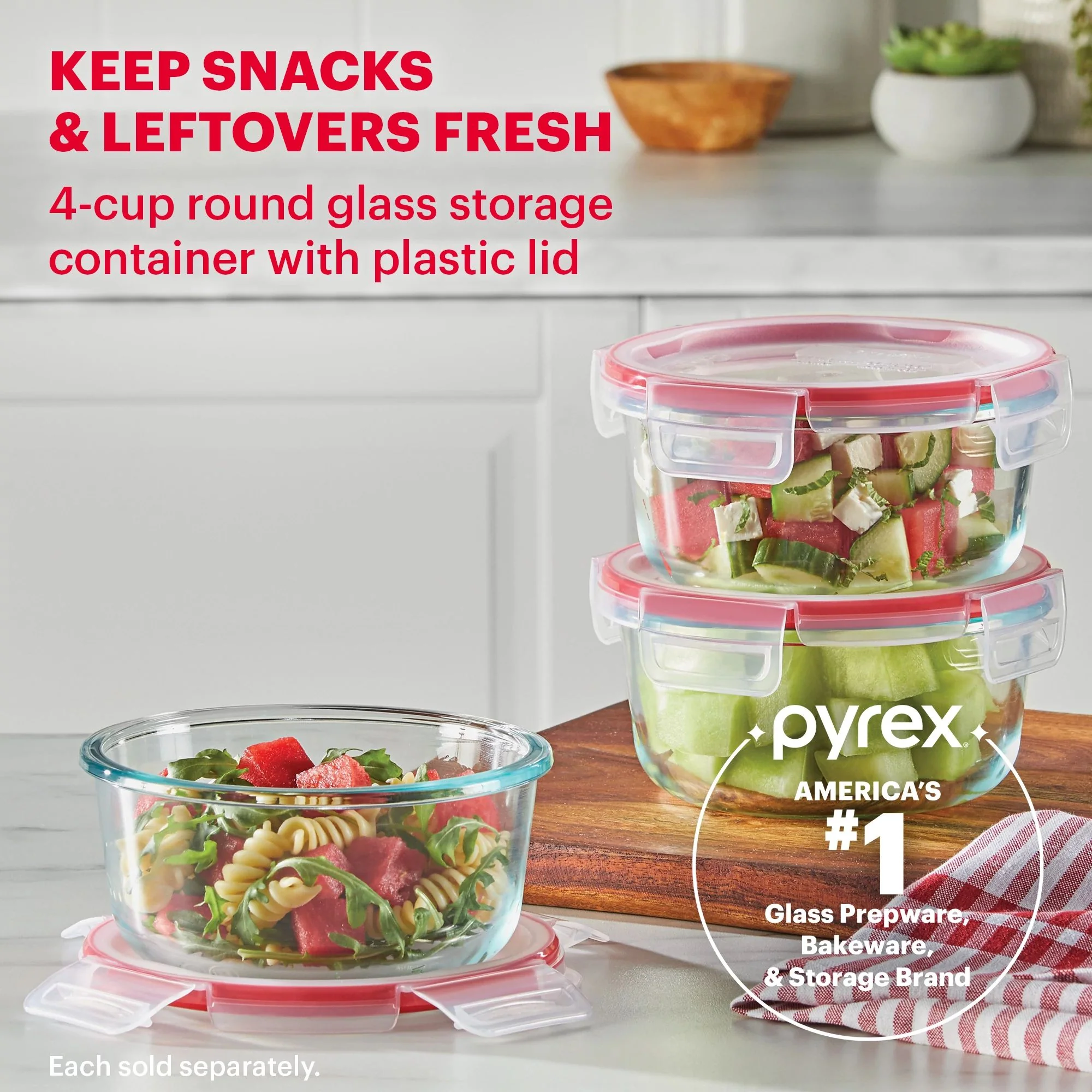 Pyrex® Freshlock™ 4-cup Round Glass Storage - Image 3
