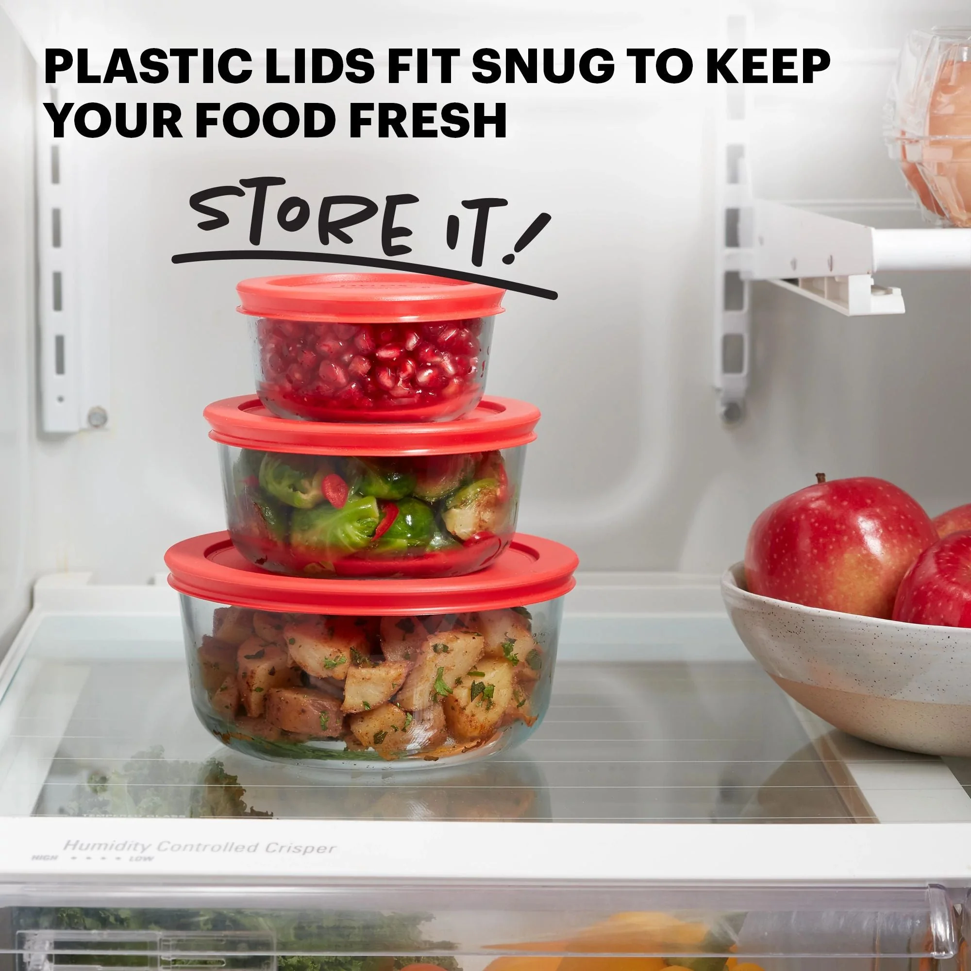Pyrex® Simply Store® 6-piece Round Glass Storage Set with Red Lids - Image 3