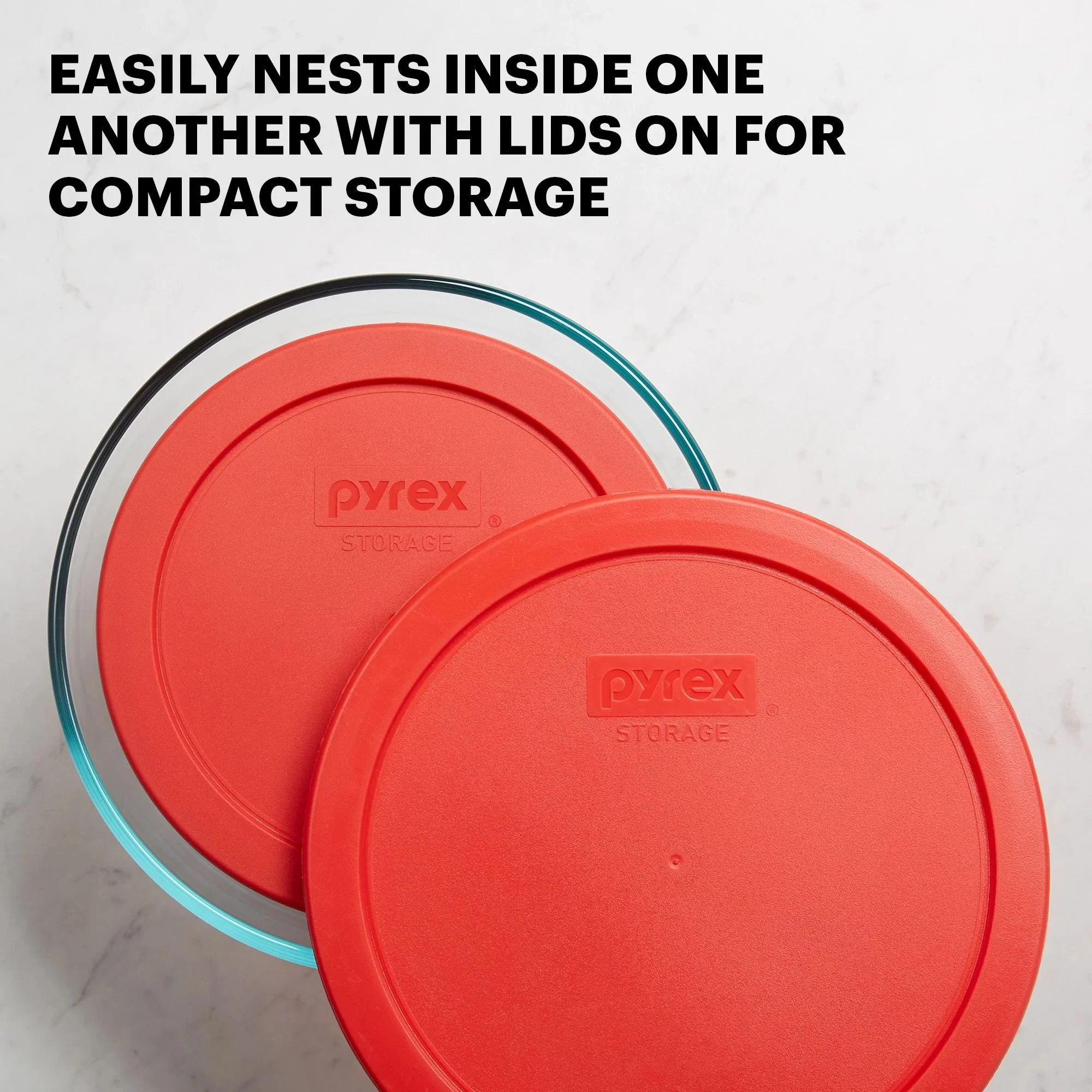 Pyrex® Simply Store® 6-piece Round Glass Storage Set with Red Lids - Image 5