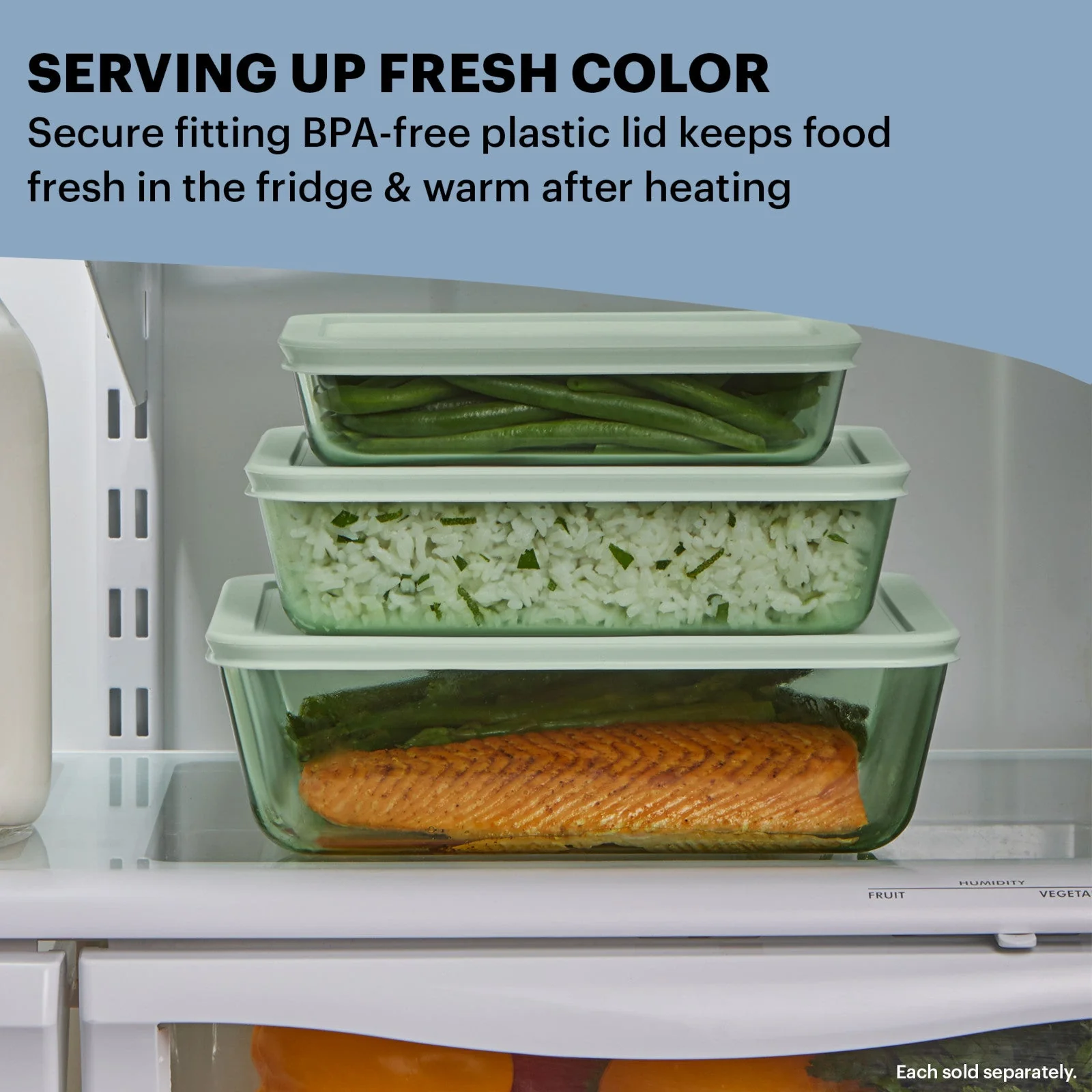 Pyrex® Simply Store® Tinted 11-cup Rectangle Storage with Green Plastic Lid - Image 3