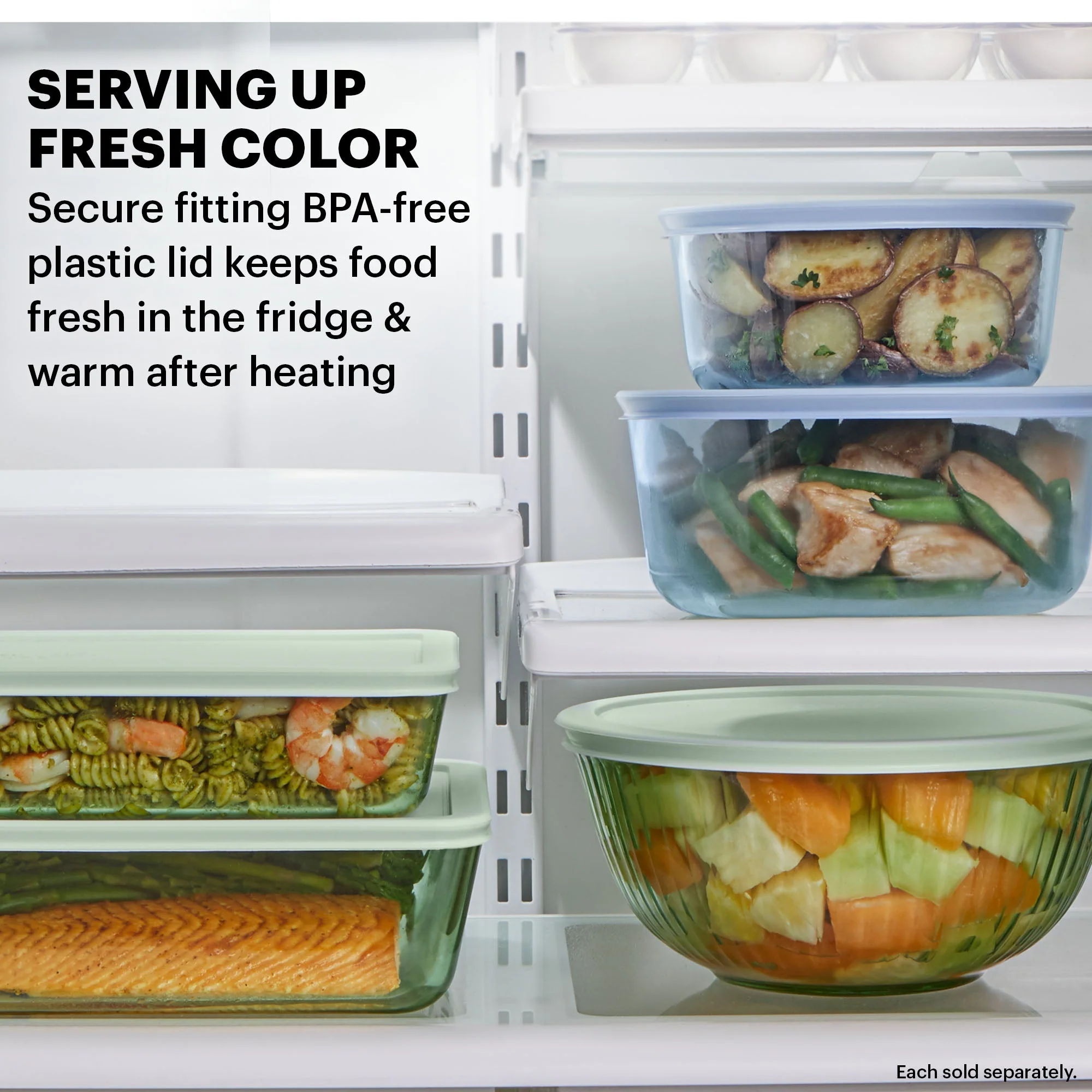 Pyrex® Simply Store® Tinted 12-piece Storage Set with Plastic Lids, Green and Blue - Image 3