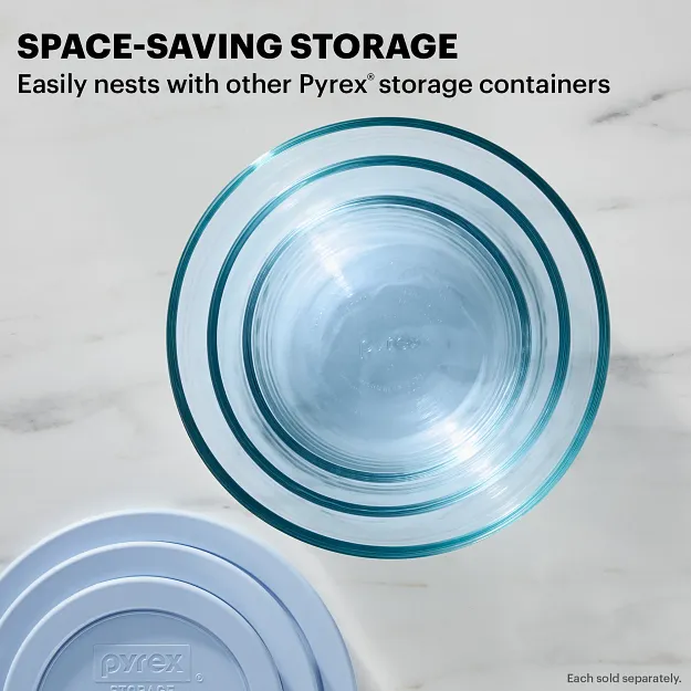 Pyrex® Simply Store® Tinted 4-cup Round Storage with Blue Plastic Lid - Image 3
