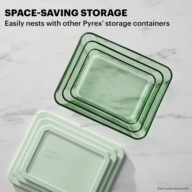 Pyrex® Simply Store® Tinted 6-cup Rectangle Storage with Green Plastic Lid - Image 4