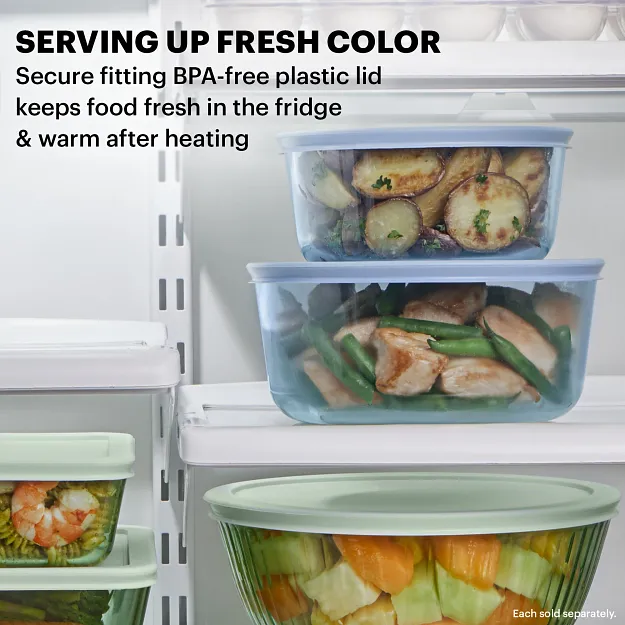 Pyrex® Simply Store® Tinted 6-piece Round Storage Value Pack with Blue Plastic Lids - Image 3