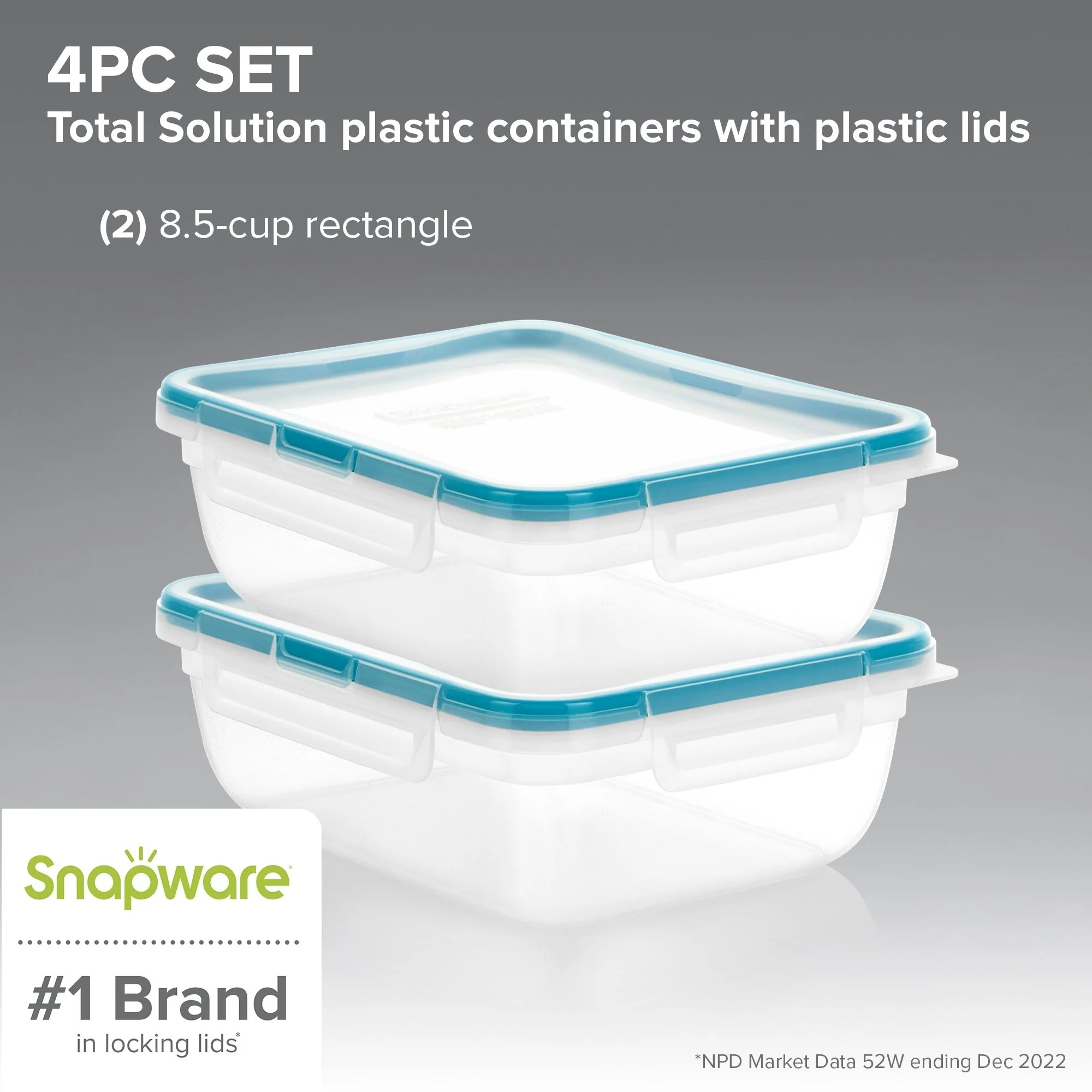 Snapware® Total Solution® 8.5-cup Rectangular Plastic Containers 4-pc Set with Lids - Image 2