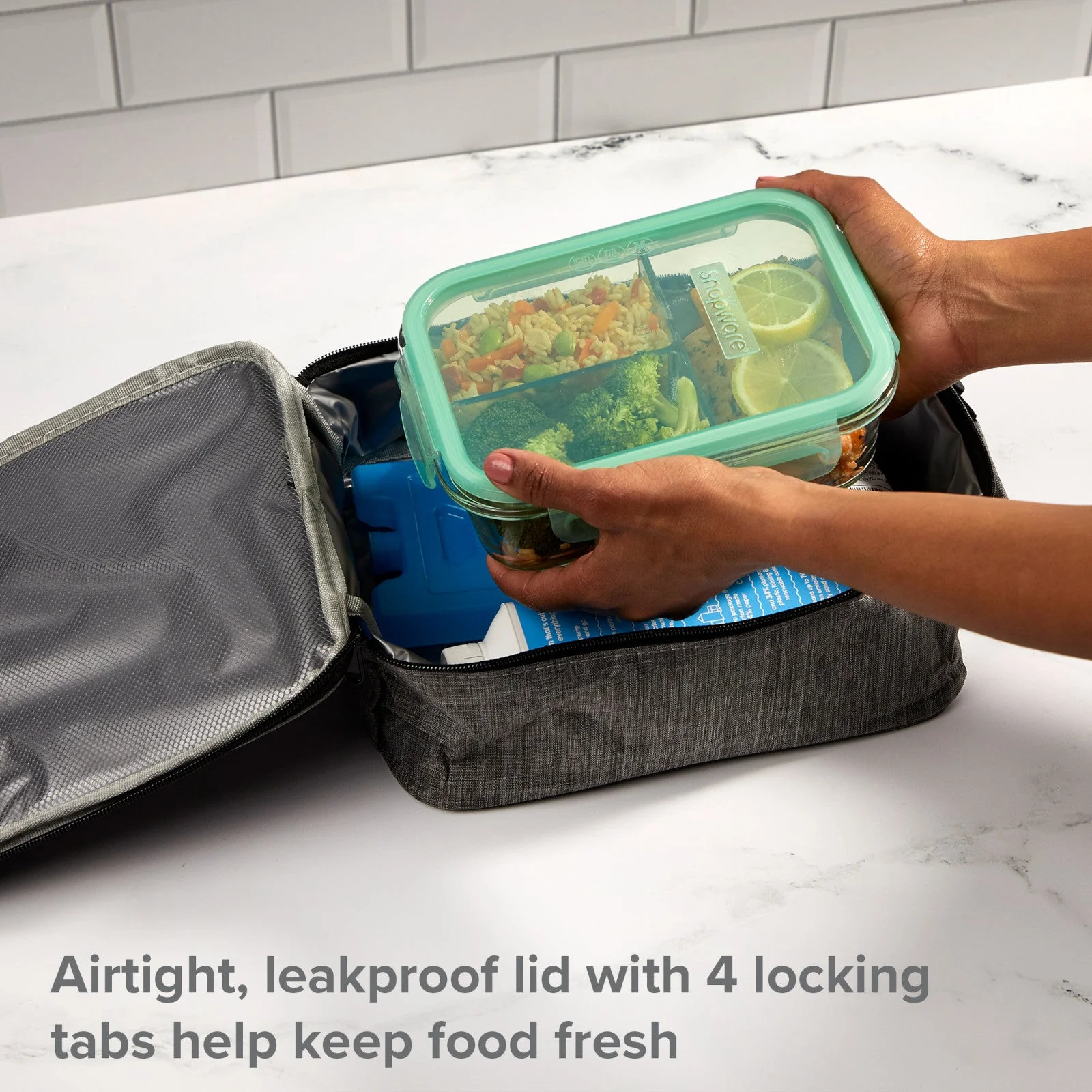 Snapware® MealBox™ 3.8-cup Divided Glass Storage Container with Lid - Image 4