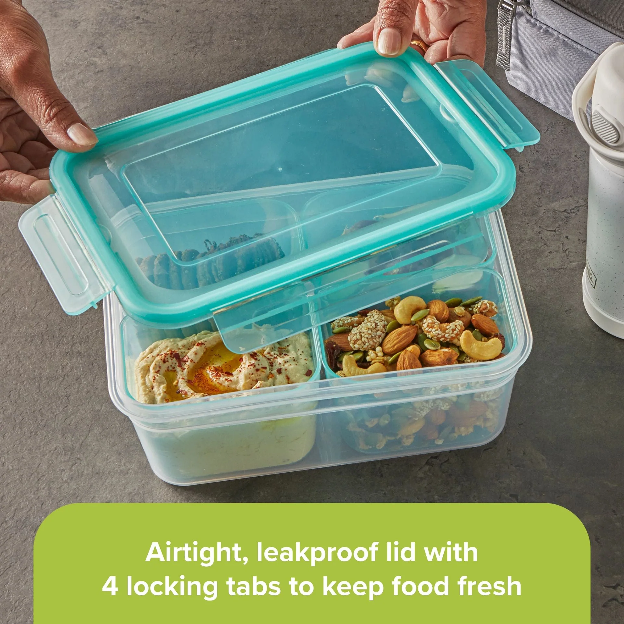 Snapware® Meal Prep Divided: 8.5-cup Rectangle Storage Container, 4-Section - Image 4